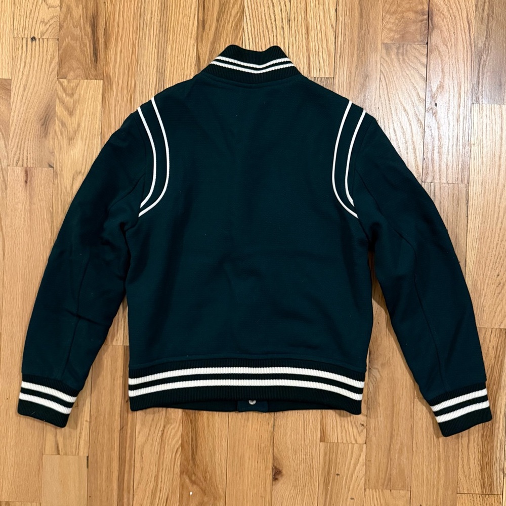 Sporty & Rich Monaco Wool Varsity Jacket in Forest - Picture 7 of 14